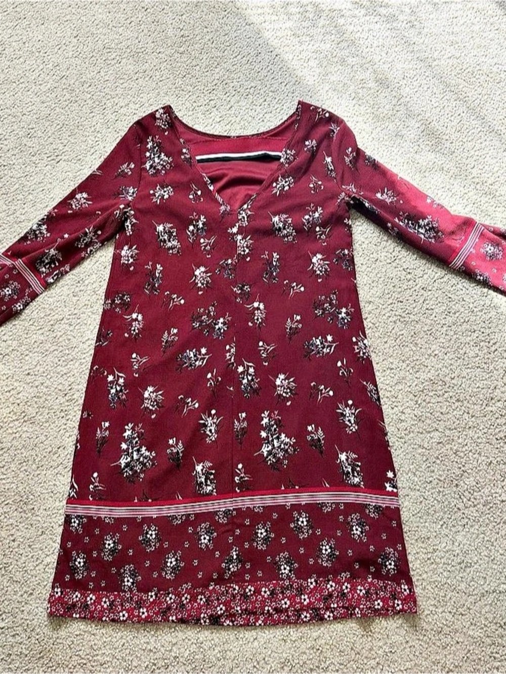 Floral Long Sleeve Mini Dress in Red